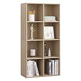 WOLTU Estantería con 8 Compartimentos de Almacenaje, Libreria Biblioteca para Casa y Oficina, Estanteria de Piso Moderna, Ideal para Estudio Juvenil y Salón, 60x29,5x121cm, Roble Claro, SK002hei4