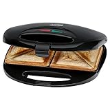 Clatronic ST 3477 sandwichera, tostadora de sandwich eléctrica, sandwichera con placas triangulares para sandwich (recubrimiento antiadherente), control automático de temperatura, 750 vatios, negro