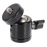 KHIronHive Mini soporte giratorio de cabeza esférica para cámaras DSLR, rotación de 360°, inclinación vertical de 90°, aleación de aluminio, capacidad de carga de 1,5 kg, perilla de bloqueo rápido