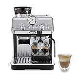 De'Longhi Perfetto La Specialista Arte, Máquina de Café Espresso y Cappuccino con Bomba, Máquina de Café en Grano, 3 Recetas Predefinidas, 8 Ajustes de Molienda, EC9155.MB, Metal/Negro