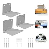 FENTEC Estantes de Libros Flotantes para Pared, Estantes de Libros Invisibles de Alta Resistencia, Estante de Libros de Metal Oculto para Decoración de Dormitorios y Oficinas, Juego de 3, Gris