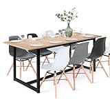 IDMarket – Mesa de comedor extensible rectangular Detroit 6-10 personas, diseño industrial 160-200 cm