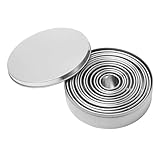 Juego redondo de cortador de galletas VIVIIHOO,cortador de galletas de acero inoxidable de 12 piezas con agujero,herramienta para pan de decoración de pastel de fondant DIY con caja de almacenamiento