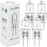 BROTOU 4pcs Bombilla Halógena G4 20W 12V, 300LM Blanco Cálido 2800K, Regulable Bombilla G4 Halogena para Candelabros, Lámparas de Mesa, Lámpara de Pared