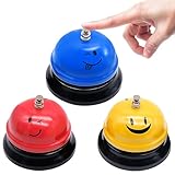 Cisolen 3 Piezas Campana de Mesa Campana de Recepción Acero Inoxidable Sonrisa Campana de Llamada para Cocina Restaurante Hoteles Bares Hotel Bar Recepción Boda