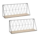 TIENDA EURASIA® Estanteria de Pared Metalica - Pack 2 Estanterias de Pared Estilo Industrial - Estructura Metalica y Baldas en Madera de MDF - Medida 48 x 12 x 20 cm