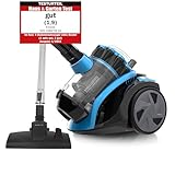 Emerio Eco CyclonePro - Aspiradora ciclónica (900 W, 2,0 L, 7 m, Radio de acción, Filtro HEPA CyclonePro, Tubo telescópico de Metal, Incluye Boquilla para Juntas, VCE-108278.10), Color Negro y Azul