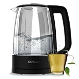 Cecotec Hervidor Eléctrico de Agua de 1,7 L ThermoSense 320 Clear. 2200W, Cuerpo de Vidrio de Borosilicato, Indicador Luminoso, Base con Giro 360º, Sistema de Seguridad