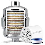 iSpring SF2S Filtro de Ducha de 33 Etapas, Filtro Universal de Alta Capacidad para Agua Dura, Elimina Cloro, Metales Pesados, Olores, Mejora la Piel, Suaviza el Cabello, Fortalece las Uñas