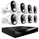 Night Owl Sistema de cámara de Seguridad para el hogar de Video DVR de 2 vías de 12 Canales con (8) cámaras de disuasión 2K HD con Cable para Interiores y Exteriores y Disco Duro de 1 TB (añade hasta