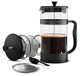 KICHLY Cafetera de prensa francesa (600 ml, Negro)