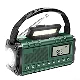 Radio meteorológica AM/FM, cargador solar de manivela, banco de energía de emergencia de 10000 mAh con alarma de linterna para acampar al aire libre senderismo (verde)