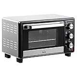 HOMCOM Horno Eléctrico de Sobremesa 16L 1400W Horno Portátil Mini Horno con 3 Modos de Calor Temperatura hasta 230 ℃ Temporizador Bandeja de Horneado y Rejilla 44x32x28,1 cm Plata