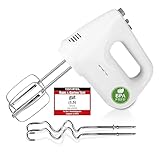 EMERIO Batidora de Mano Eléctrica Con 250 Vatios, 6 Velocidades y Botón Turbo, Batidor Extralargo + Gancho Amasador de Acero Inoxidable Sin BPA HM-124178
