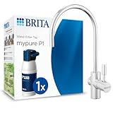 BRITA Sistema de filtración de agua mypure P1 Grifo de agua con cartucho filtrante P1000: reduce la cal, los metales, el cloro y las impurezas para mejorar el sabor y calidad del agua