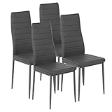 GOKHOMX Sillas Comedor Pack 4 Sillas Cocina con Respaldo Alto sillas Salon para Muebles de Comedor,Cocina Y Oficina,Patas de Metal,Color Gris