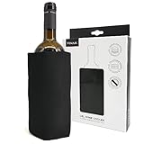 VINAK Funda enfriadora de botellas de vino | Enfriador de vino con gel de calidad no-frost | Fabricada con 5 capas aislantes | Banda elástica inferior anticaída (Negro)