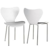 Chleby Juego de 2 Sillas de Comedor de Plástico Sillas de Comedor Sillas de salón Sillas adecuadas para Comedor, salón, Blanco