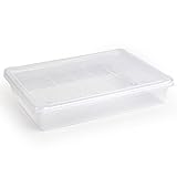 Acan Tradineur - Pack de 4 bandejas frigoríficas de Almacenamiento con Tapa, plástico, Reutilizables, Servir Comida, Aperitivos, Fabricado en España - 4 litros - 35 x 27 x 6,5 cm – Blanco