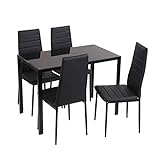 Noorsk Design Conjunto de Mesa y sillas de Cocina Negro (105x60x75)
