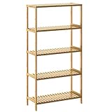 CASARIA Estantería de Bambú para Baño Librería Organizador 5 Estantes 130x60x26cm Plantas Balcón