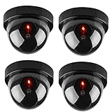 BW 4 x Cámaras CCTV de imitación para seguridad con luz intermitente LED roja.