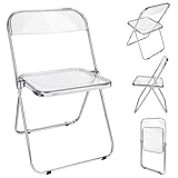 XANNI - Silla transparente moderna de pete, sillas de comedor plegables interiores en marco cromado, silla de jardín, para comedor, sala de estar, 46 x 46 x 75 cm (transparente)