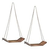 Navaris Estanterías Colgantes de Madera - Set de 2X Estante Colgante de Pared de 40,6 x 14 x 2 cm - Repisas con Curva para Cocina Dormitorio baño