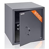 Brihard Negocios caja fuerte con cerradura de llave - 40x38x38cm caja fuerte de seguridad con estante extraíble - Caja fuerte para la oficina en casa 50L