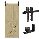 CCJH 6.6FT/2M Herraje para Puerta Corredera Kit de Accesorios para Puertas Correderas, Contiene Guía de suelo ajustable