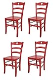 t m c s Tommychairs - Set 4 sillas Cuore para Cocina y Comedor, Estructura en Madera de Haya Color anilina roja y Asiento en Madera