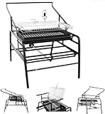 Parrilla de carbón giratoria de 360°, Parrilla de Camping giratoria para Barbacoa con ollas de carbón, asador de Acero Inoxidable para Camping, jardín, Barbacoa Comercial.