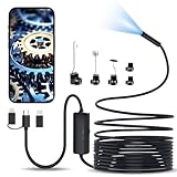 Lovcoyo Endoscopio Cámara de Inspección 1920P，3 en 1 USB Cámara Endoscópica, Cámara de Alcance con 8 Luces LED para Android e iOS Smartphone, iPad (16.5 FT/5M)