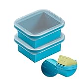Contenedor jumbo de silicona para congelador con tapa, bandeja de congelación de sopa, bandejas de congelador de alimentos para bebés, bandeja grande para cubitos de hielo para preparación de comidas