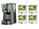 Lavazza, A Modo Mio - Máquina de café Tiny Eco verde con 64 cápsulas ¡Tierra! Surtidas, cafetera expreso de plástico reciclado, 1450 W, 220-240 V, 50/60 Hz, 0,6 litros