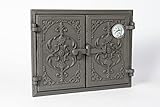 SEZAM, Puerta de horno de hierro fundido, puerta de horno fija gruesa, doble puerta de horno de pizza, 32 x 41,5 cm, puertas para hornos de pizza, hornos de techo, cocinas de jardín