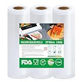Votoko 3 Rollos Bolsas Vacio Alimentos, 28x600cm Gofradas Rollo Bolsas Envasar al Vacio Alimentos, BPA Free, Rollos Envasadora al Vacio para Envasadora al Vacío e Sous Vide
