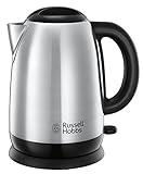 Russell Hobbs Hervidor de Agua Eléctrico Adventure - 1,7 litros, 2400 W, Filtro Extraíble, Zona de Ebullición Rápida, Base de 360°, Indicador del Nivel de Agua, Acero Inoxidable, Plata - 23912-70