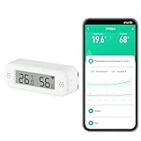 Termómetro Digital Inteligente Higrómetro, Sensor de Temperatura y Humedad Interior WiFi con Alertas de App, Medidor de Temperatura Mini con Almacenamiento y Exportación de Datos,Compatible Alexa.1PCS