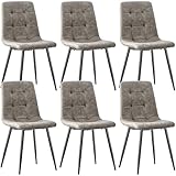 ANVOFONG Pack De 6 Sillas De Comedor,Tejido Técnico Sillas Cocina,con Base MetáLica Silla Acolchada,Sillas Salon,Adecuado para Comedores, Salones, Cocinas, Dormitorios,Khaki