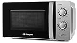 Orbegozo MIG 2138, Microondas con grill, 900 W, 5 niveles de poténcia, 20 litros de capaciad, 3 funciones, incluye rejilla para funcion gril, temporizador, señal de fin de coccion, color silver
