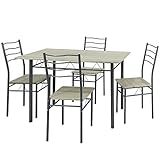 VS Venta-stock Conjunto Mesa y 4 sillas Comedor Lima Roble/Gris, Mesa 110 cm x 70 cm x 76 cm, Estructura metálica