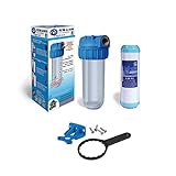 Filtro de agua Declorador GAC 10”. Incluye Caso de 10', Soporte de Pared, Llave para cambio de Cartuchos o Filtro y Cartucho Declorador. Fácil Instalación y Mantenimiento. Bbagua.