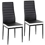Flyelf - Juego de 2 sillas de Comedor, Respaldo Alto, Asiento Ancho, Muebles de Comedor de Cocina de Piel y Acero Inoxidable