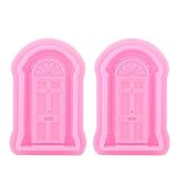 Molde de silicona para hornear para puerta y ventana, 2 unidades, para decoración de galletas (rosa)