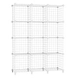 AWTATOS Estante de Almacenamiento de Cubos de Alambre, 12 Cubos, Organizador de Cubos de Almacenamiento modulares, Estante de Alambre de Hierro Multiuso, Estante para Sala de Estar, hogar, Blanco