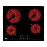TEKA Vitrocerámica 4 Fuegos 60 cm, Tecnología Touch Control con Cronómetro, Sistema fácil instalación Fast-Click, Modelo TZ 6415