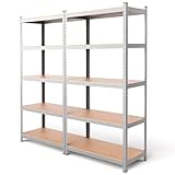 EDIESI, Estanterias Almacenaje, 180 x 90 x 40 cm, Metalicas, Galvanizadas, Material MDF, para Hogar, Trastero, Garaje, 5 Baldas Ajustables, Carga Máxima 875 kg (2 Unidades)