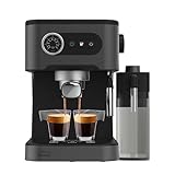 Cecotec Cafetera express para café espresso y cappuccino Power Espresso 20 Pro Latte, 20 Bares, Vaporizador, Pantalla con botones, Depósito agua 1,5L, Tanque leche 550ml