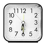 Nutabevr Reloj Despertador Silencioso Sin Tictac con Luz Nocturna Función de Repetición, Reloj de Mesa, Pequeño Reloj Despertador de Viaje con Puntero Luminoso, para Dormitorio, Oficina, Viajes